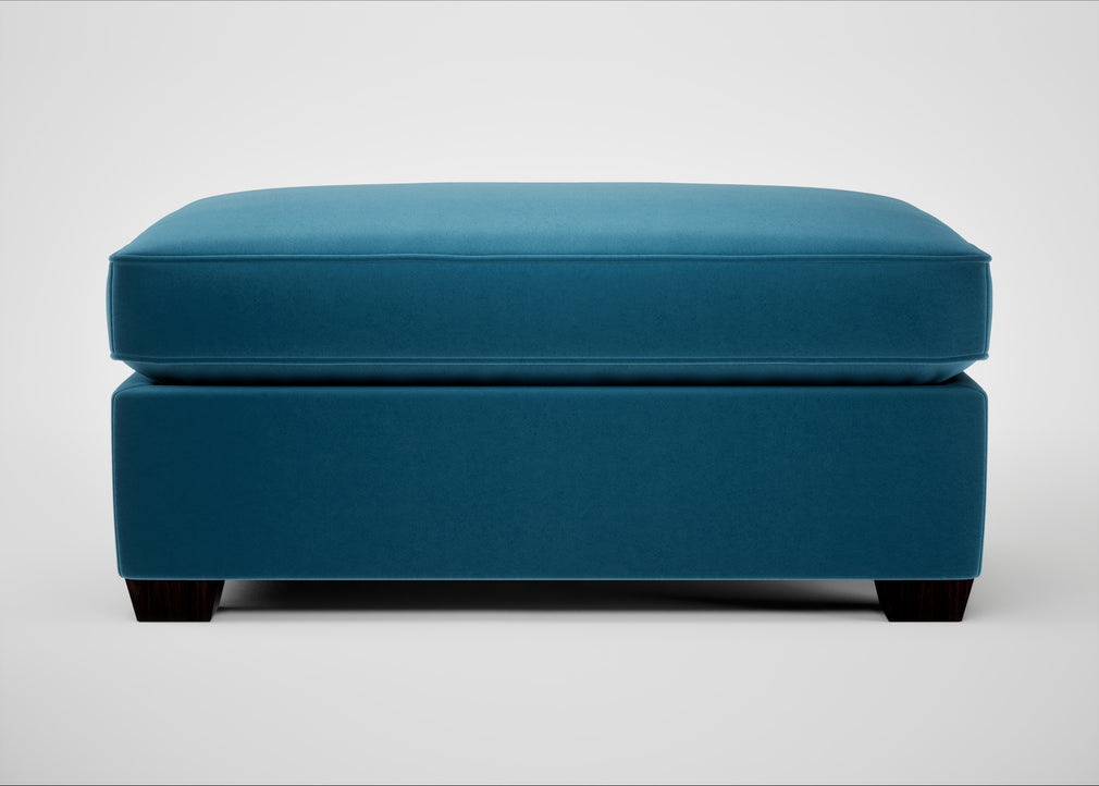 Torino Footstool Smart Velvet Ocean Blue / Black