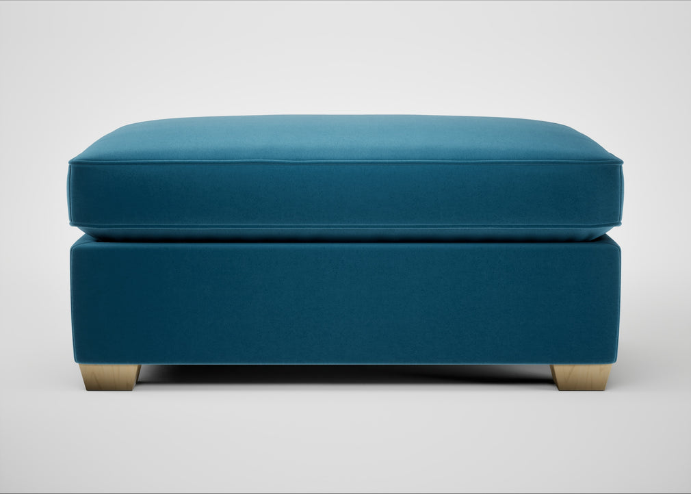 Torino Footstool Smart Velvet Ocean Blue / Natural