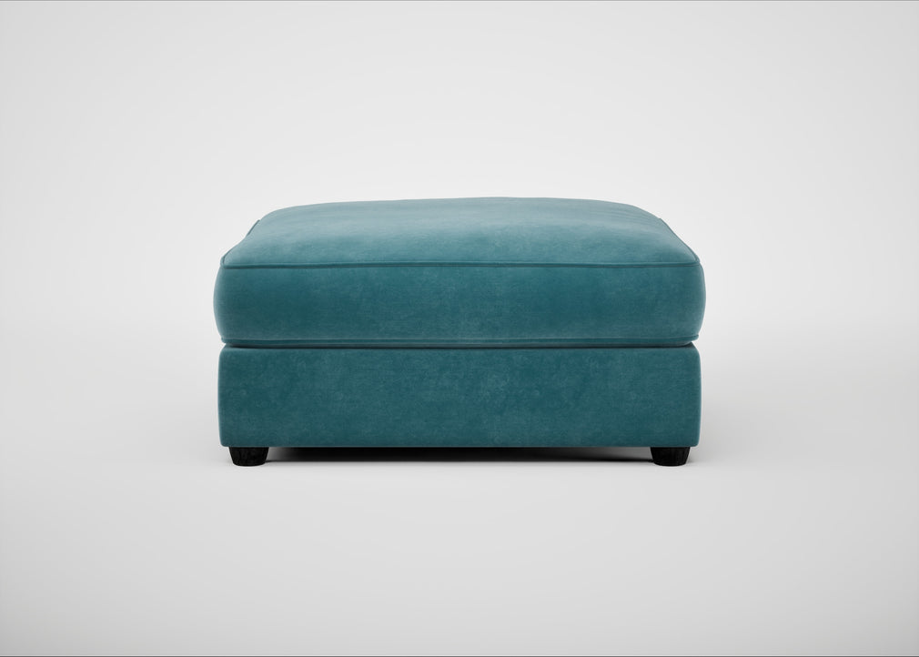 Tailor Square Footstool Smart Luxe Velvet Airforce Blue / Black