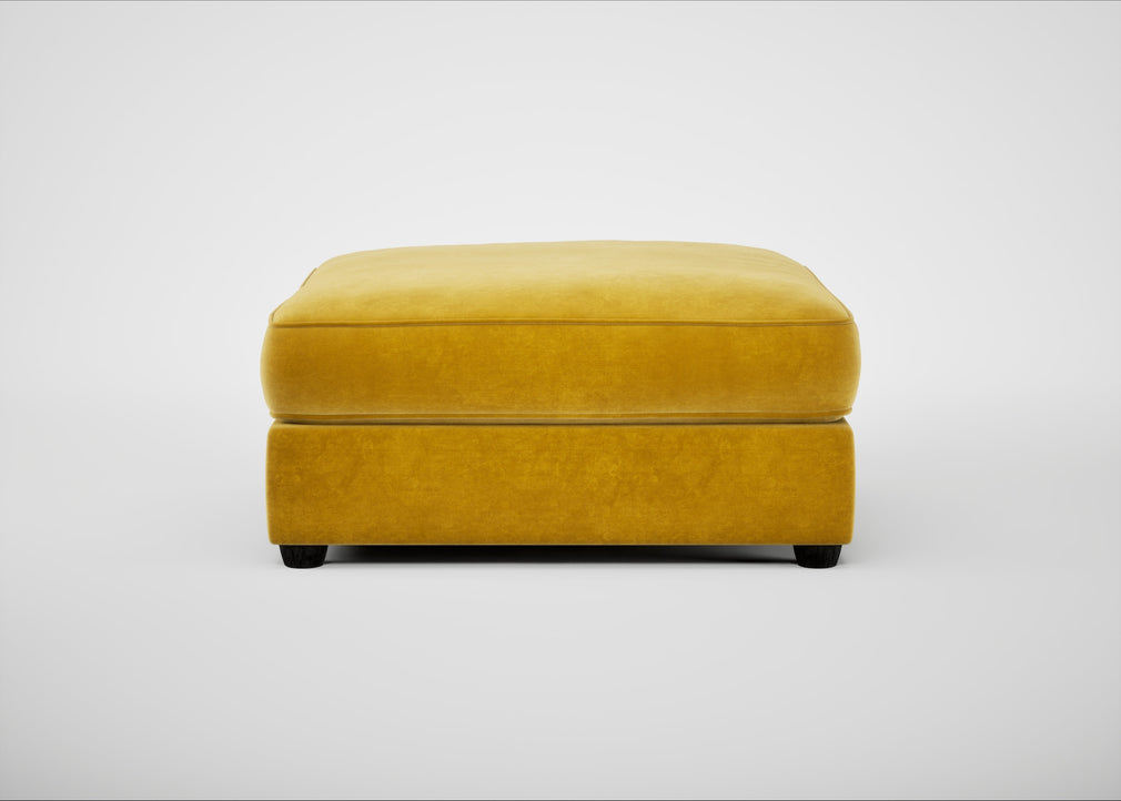 Tailor Square Footstool Smart Luxe Velvet Canary / Black