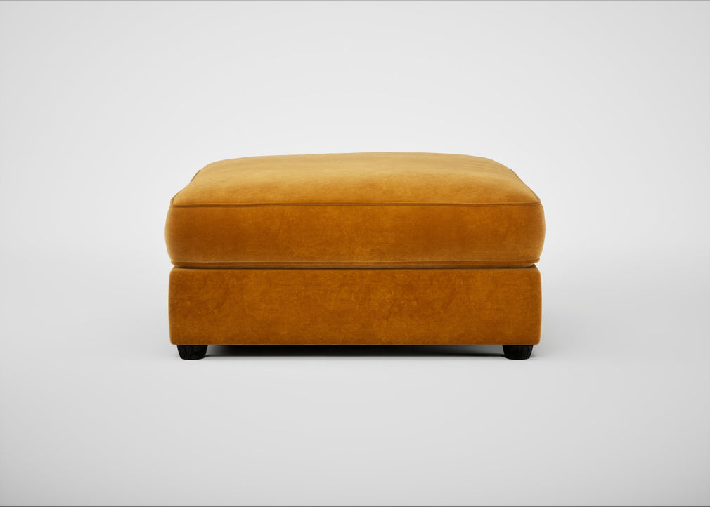 Tailor Square Footstool Smart Luxe Velvet Cognac / Black