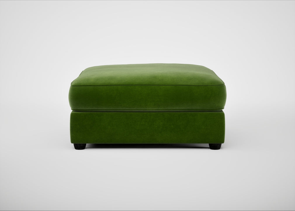Tailor Square Footstool Smart Luxe Velvet Grass / Black