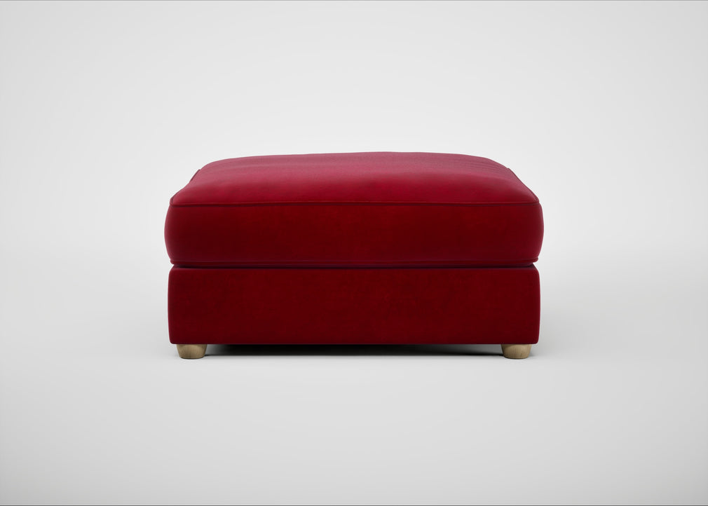 Tailor Square Footstool Smart Luxe Velvet Mulberry / Natural