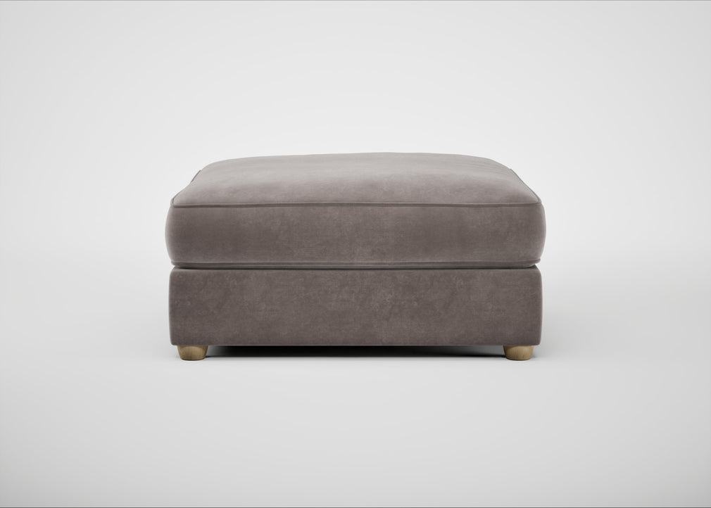 Tailor Square Footstool Smart Luxe Velvet Mushroom / Natural