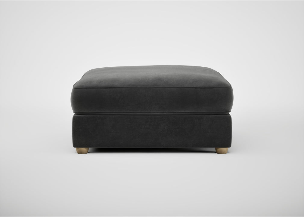 Tailor Square Footstool Smart Luxe Velvet Nickel / Natural