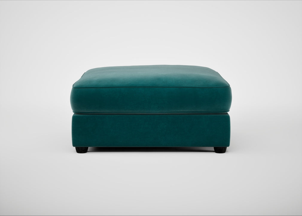 Tailor Square Footstool Smart Luxe Velvet Ocean Green / Black