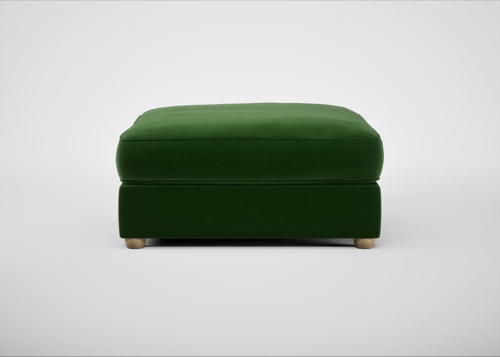 Tailor Square Footstool Smart Velvet Forest / Natural
