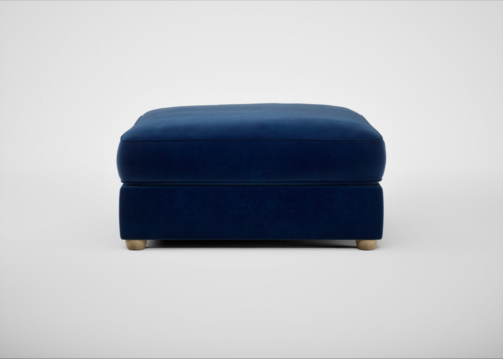 Tailor Square Footstool Smart Velvet Dusk / Natural