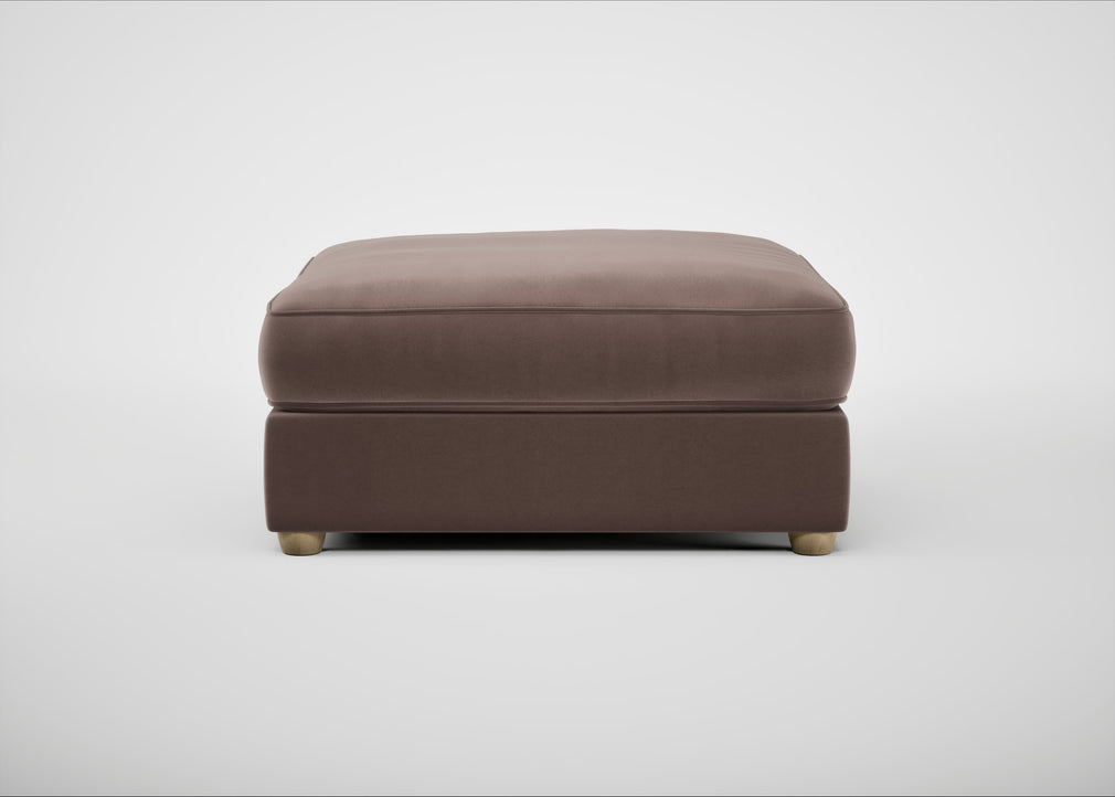 Tailor Square Footstool Smart Velvet Mouse / Natural