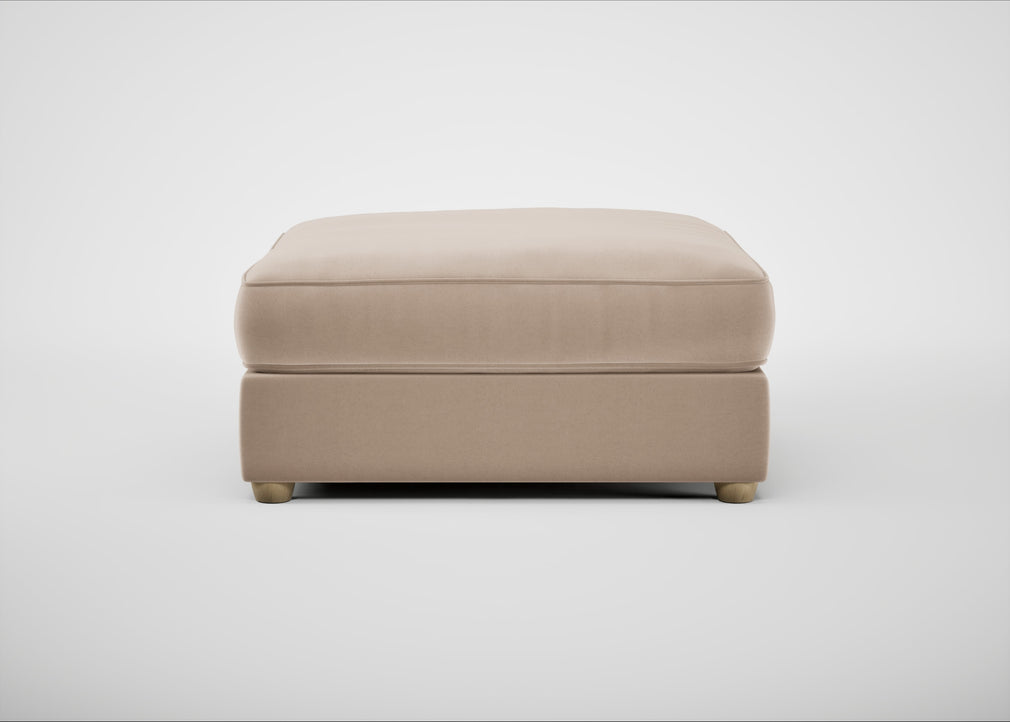 Tailor Square Footstool Smart Velvet Pebble / Natural