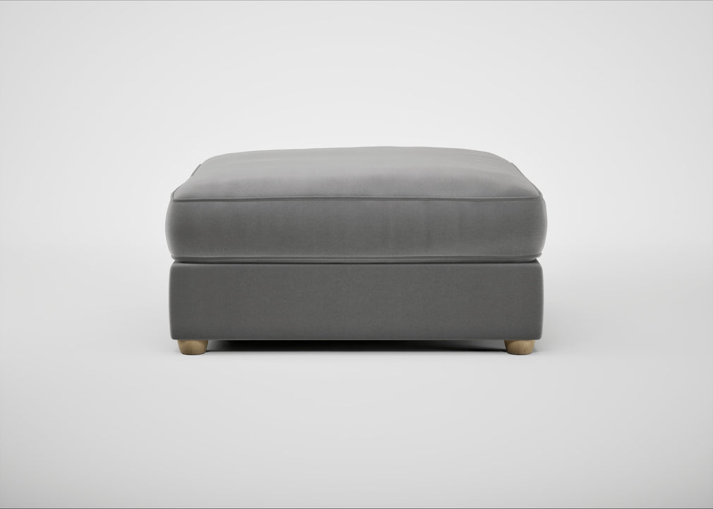 Tailor Square Footstool Smart Velvet Mercury / Natural