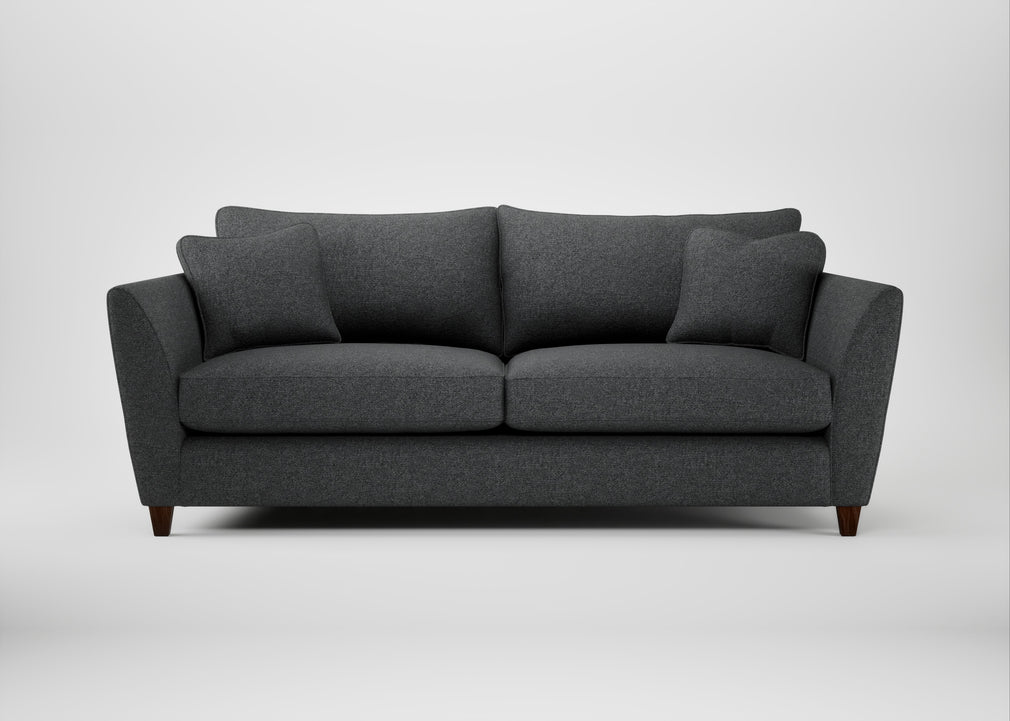 Torino 4 Seater Sofa Melton Wool Granite / Walnut Stained