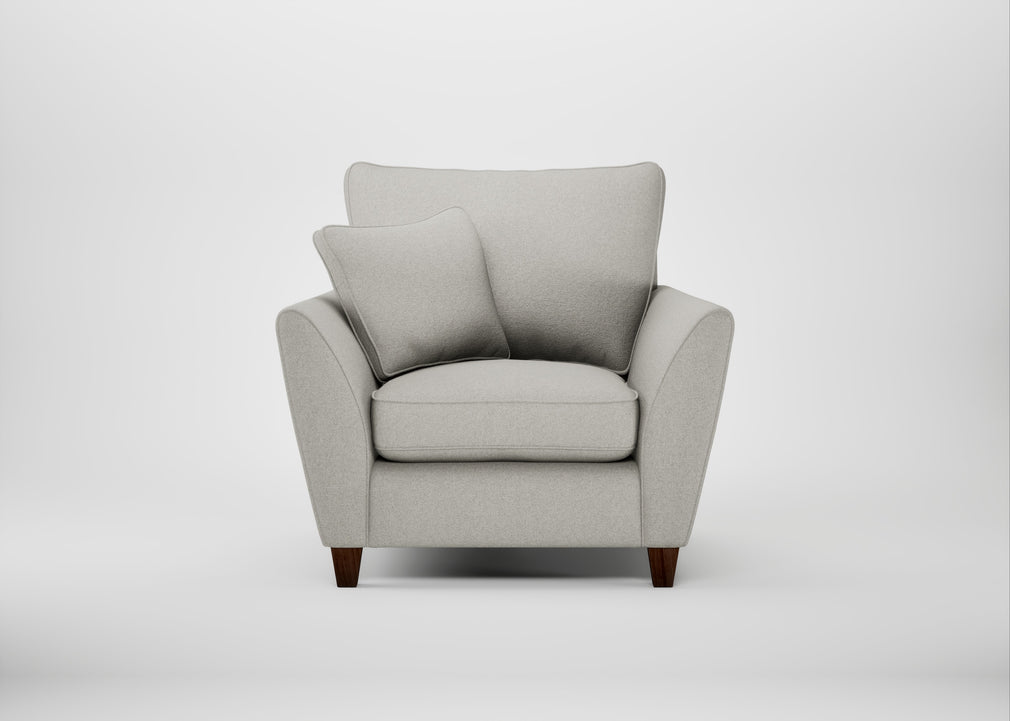 Torino Armchair Melton Wool Limestone / Walnut Stained