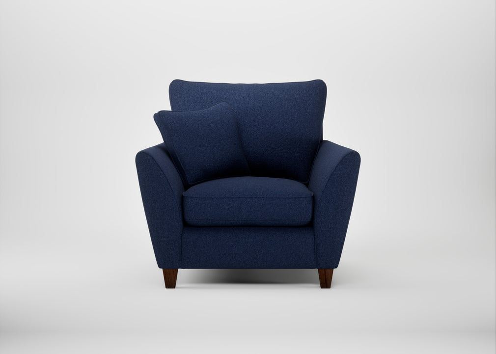 Torino Armchair Melton Wool New Navy / Walnut Stained