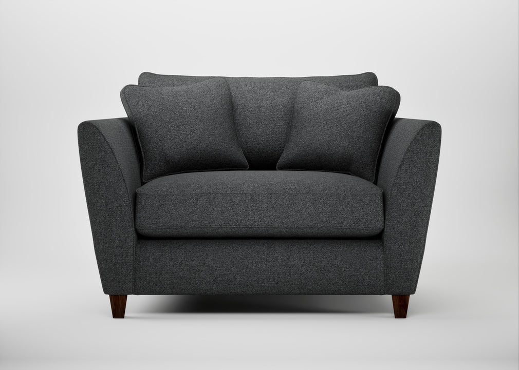 Torino Loveseat Melton Wool Granite / Walnut Stained