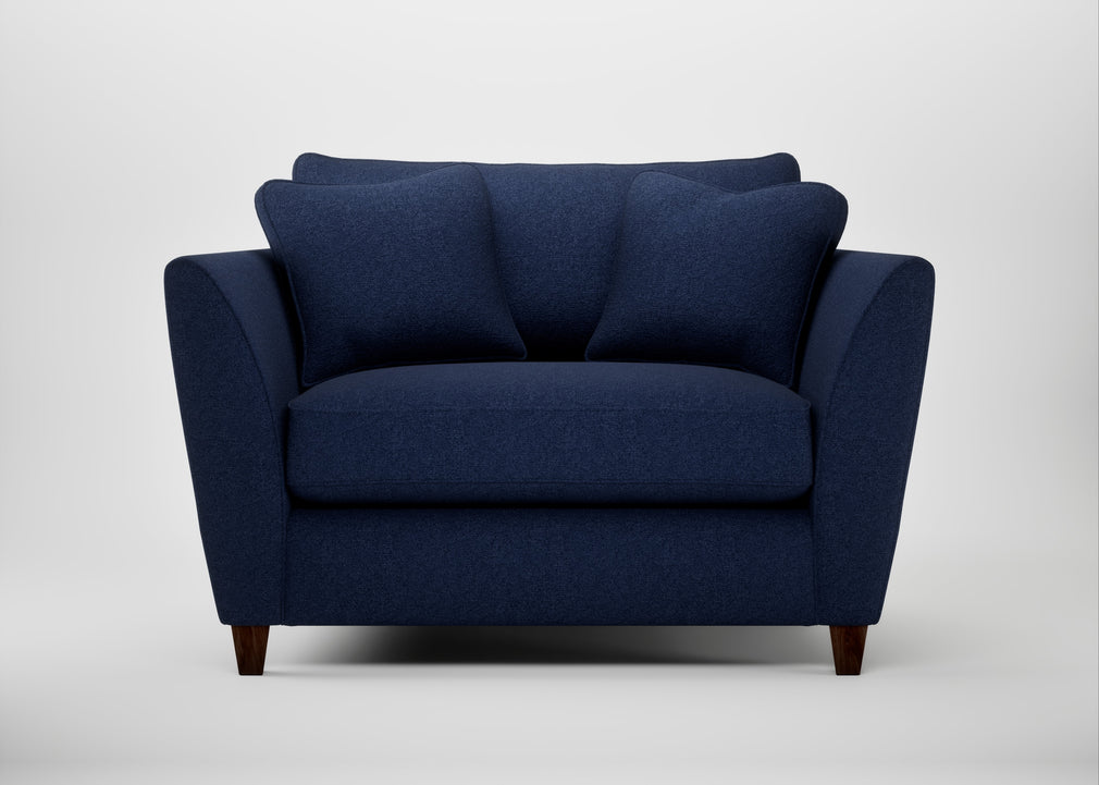 Torino Loveseat Melton Wool New Navy / Walnut Stained