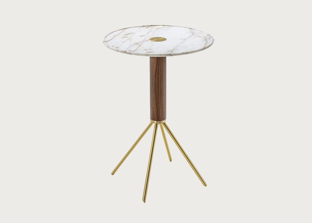 Jelly 55 Side Table Round White Calacatta Gold