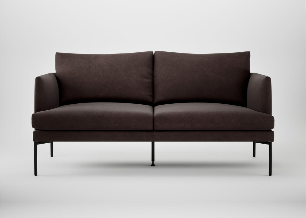 Matera 2 Seater Sofa Heritage Leather Dark Walnut 2069 / Black