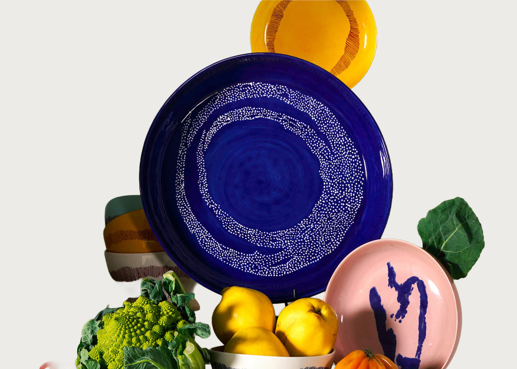 Ottolenghi Feast Dots Serving Plate Blue and White Medium