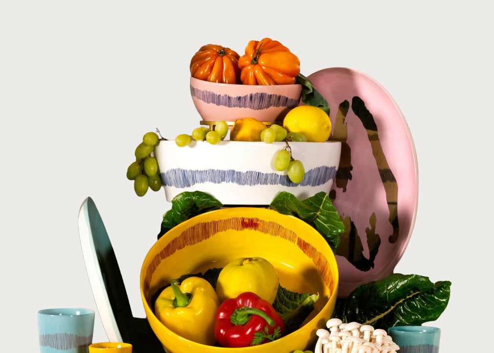 Ottolenghi Feast Swirl Salad Bowl Yellow and Red