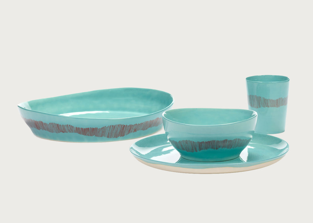 Ottolenghi Feast Swirl Serving Plate Azure and Red Small