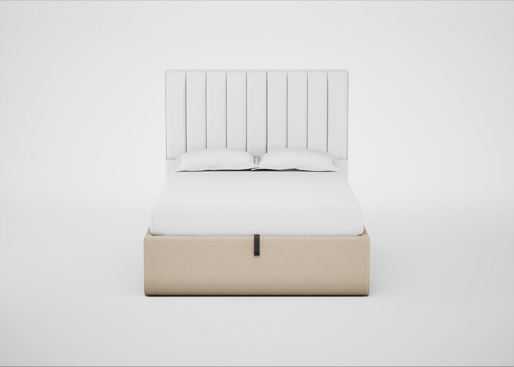 Lift Storage Divan Bed Base Double / Natural / Brushed Cotton Oat