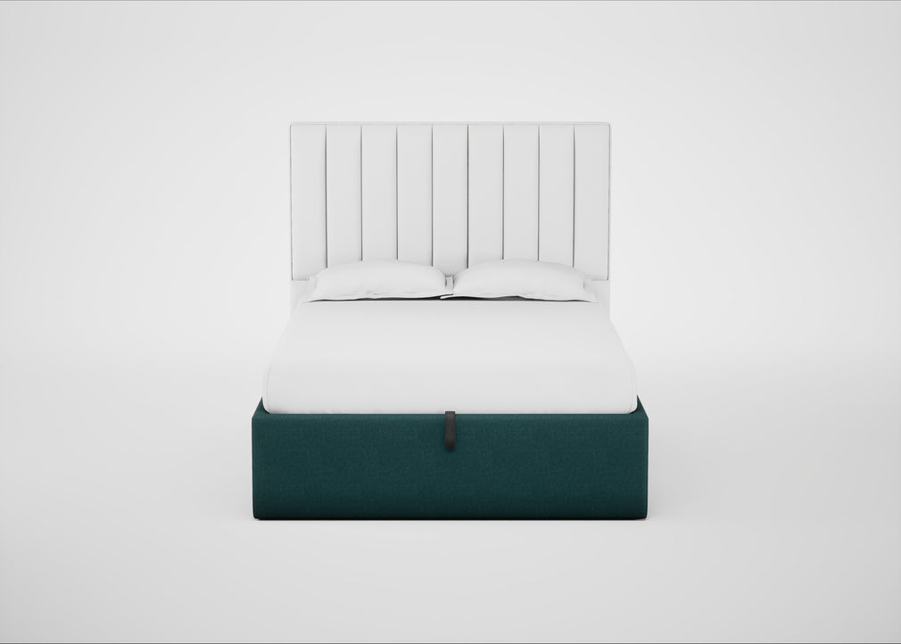 Lift Storage Divan Bed Base Double / Black / Brushed Cotton Pine