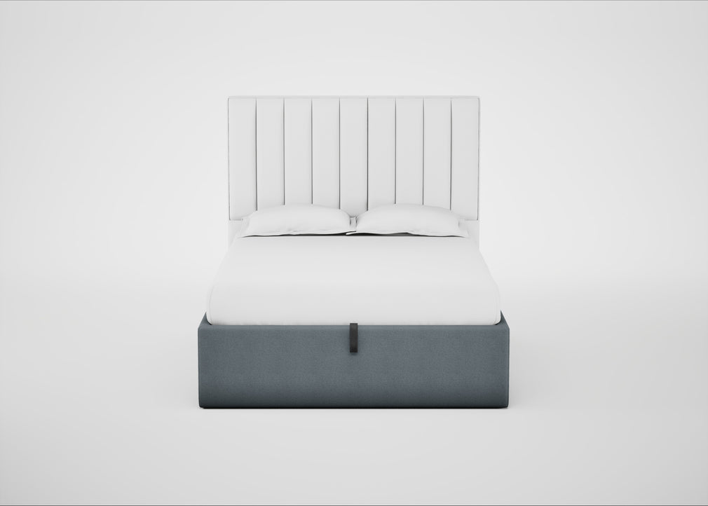 Lift Storage Divan Bed Base Double / Black / Capelo Linen-Cotton Mineral