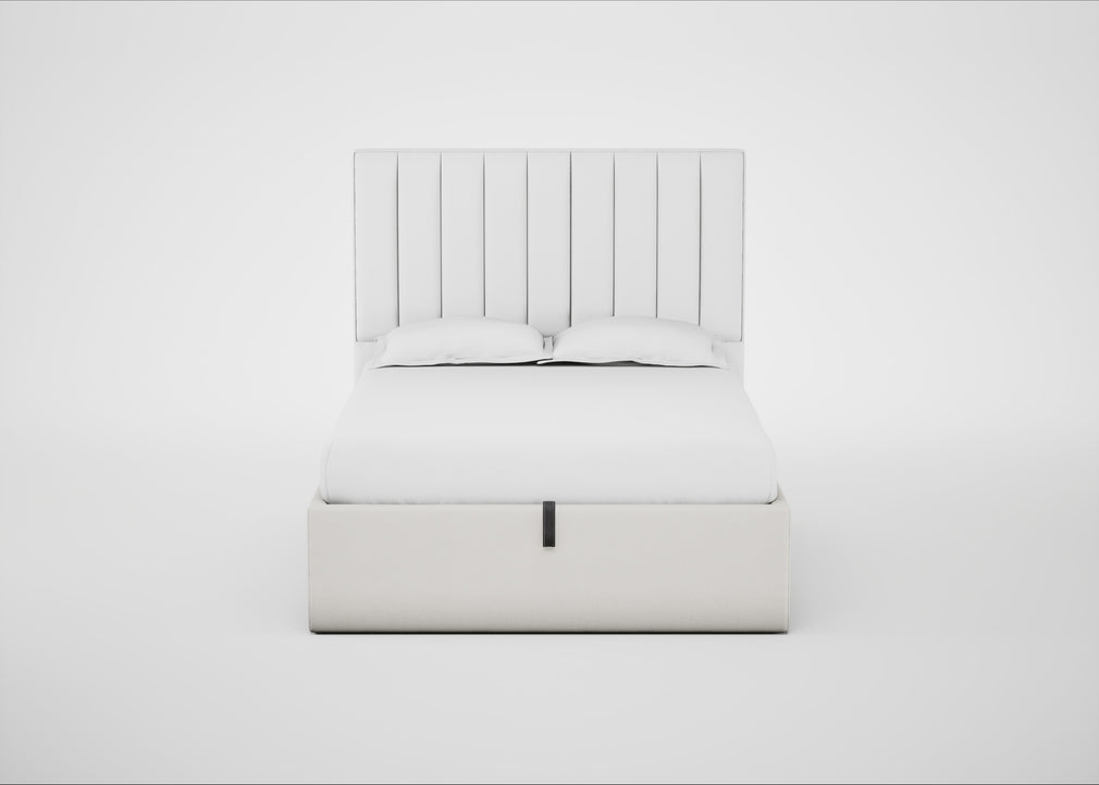 Lift Storage Divan Bed Base Double / Natural / Capelo Linen-Cotton Sea Salt