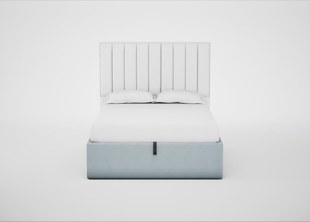 Lift Storage Divan Bed Base Double / Natural / Capelo Linen-Cotton Sea Shanty