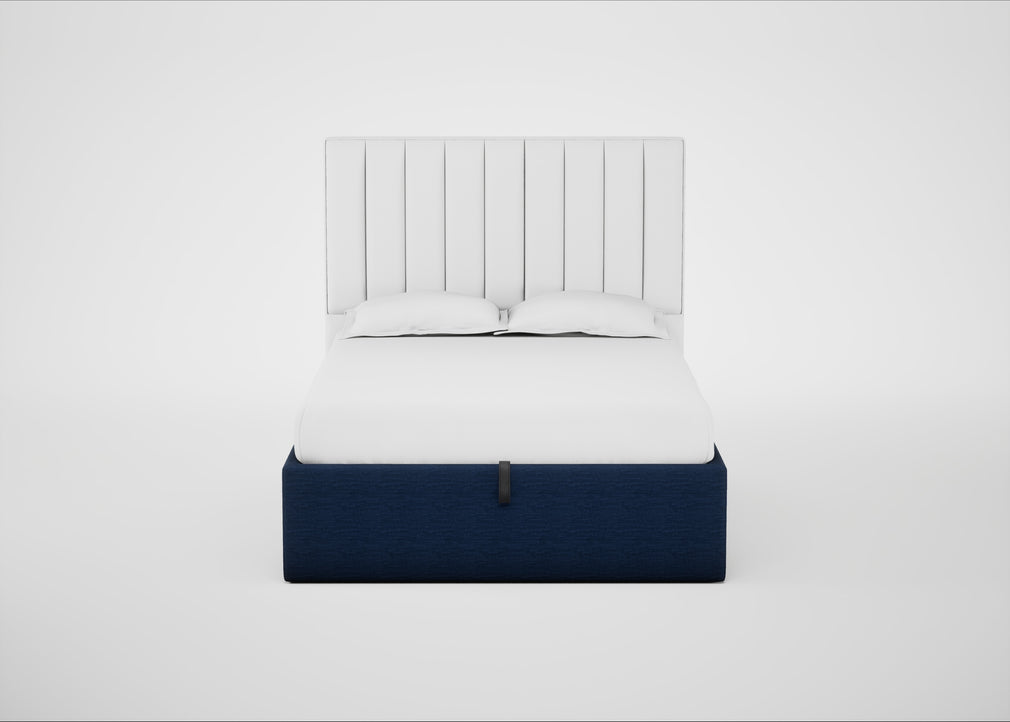 Lift Storage Divan Bed Base Double / Natural / Broad Weave Lagoon