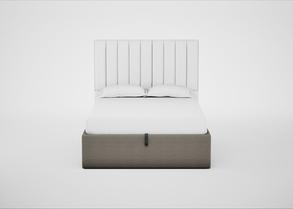 Lift Storage Divan Bed Base Double / Black / Broad Weave Pebble