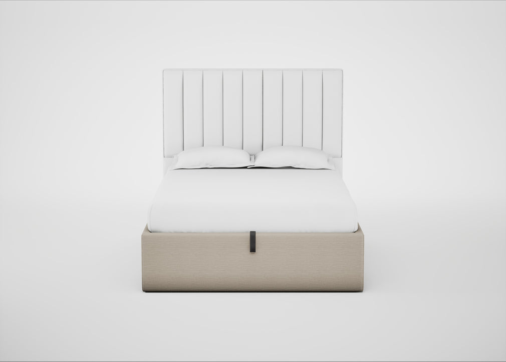 Lift Storage Divan Bed Base Double / Black / Broad Weave Putty