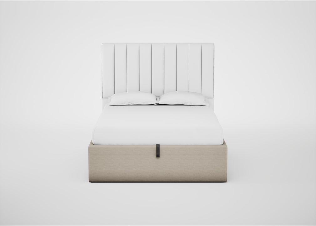 Lift Storage Divan Bed Base Double / Natural / Broad Weave Putty