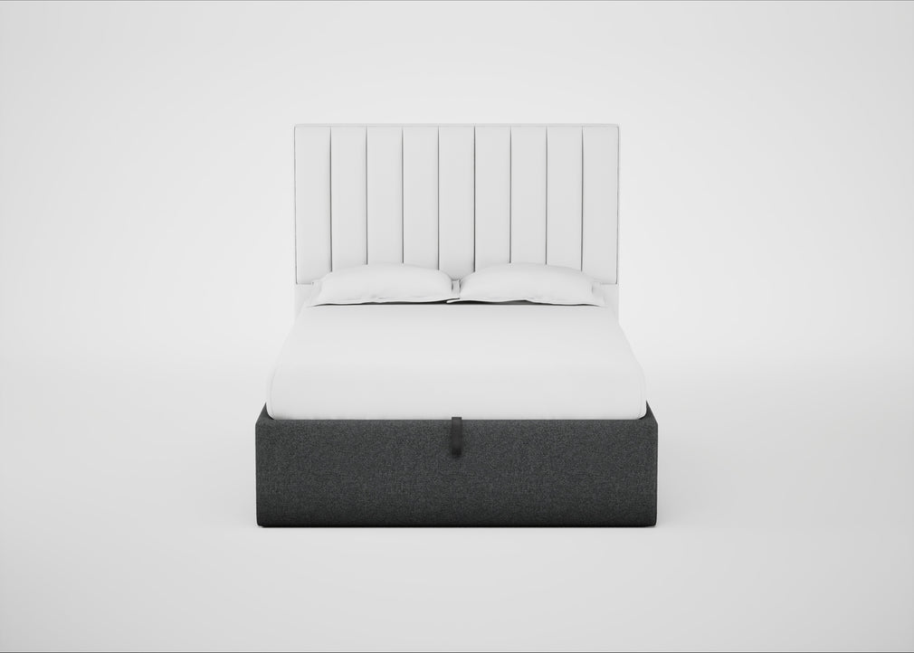 Lift Storage Divan Bed Base Double / Black / Melton Wool Granite