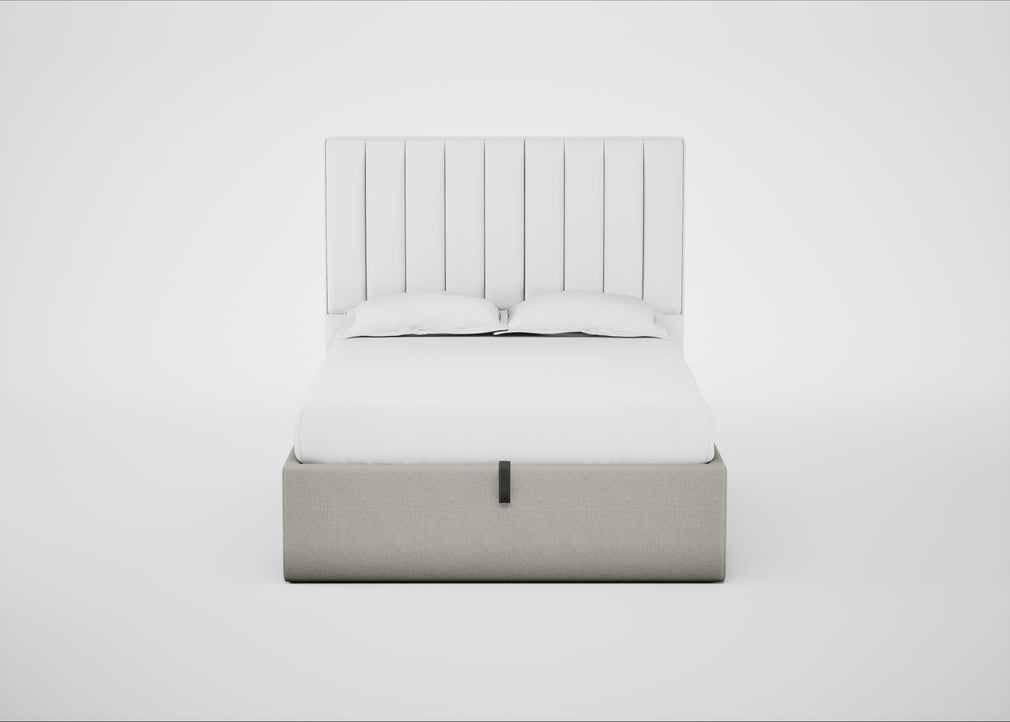 Lift Storage Divan Bed Base Double / Natural / Melton Wool Limestone