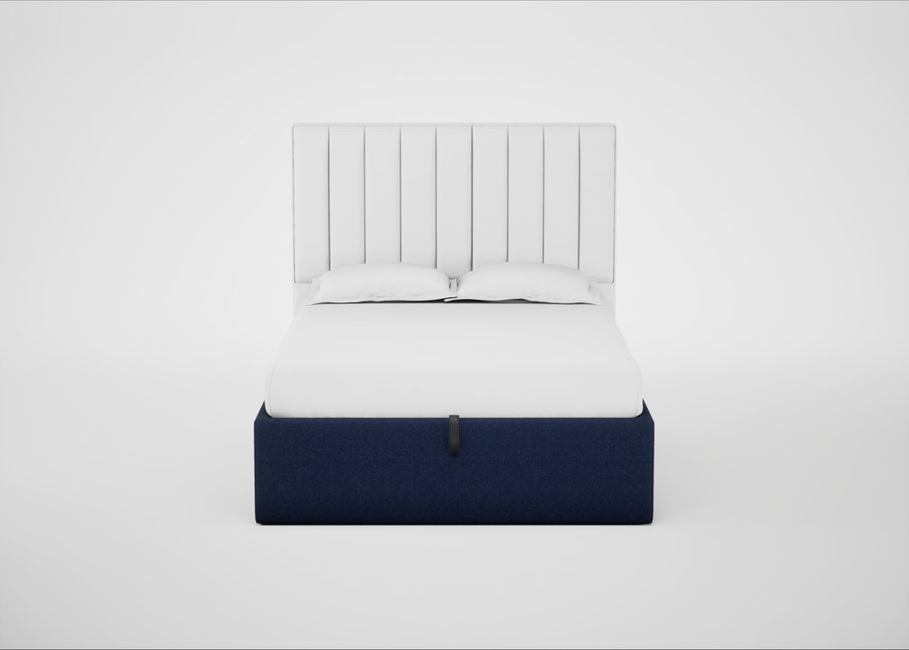 Lift Storage Divan Bed Base Double / Black / Melton Wool New Navy