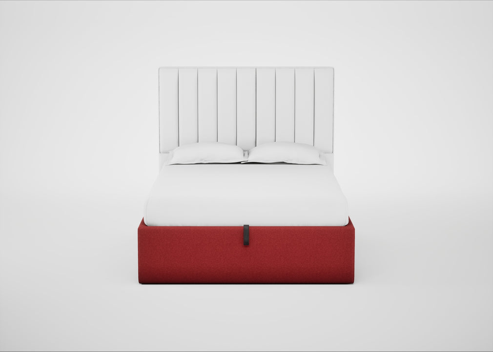 Lift Storage Divan Bed Base Double / Black / Melton Wool Red Oxide
