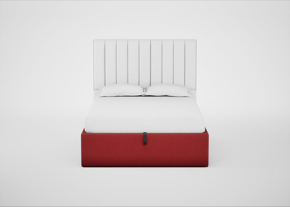 Lift Storage Divan Bed Base Double / Natural / Melton Wool Red Oxide