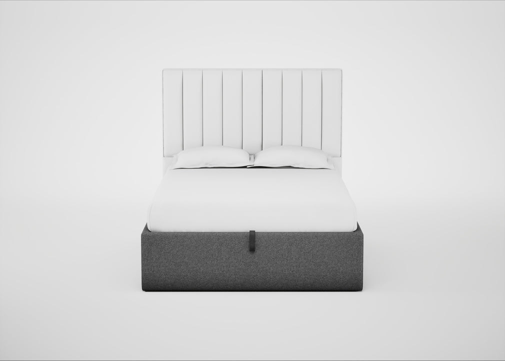 Lift Storage Divan Bed Base Double / Natural / Melton Wool Shale