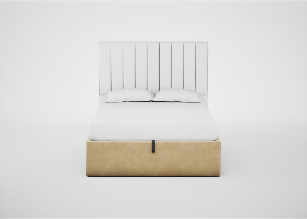 Lift Storage Divan Bed Base Double / Black / Smart Luxe Velvet Biscuit