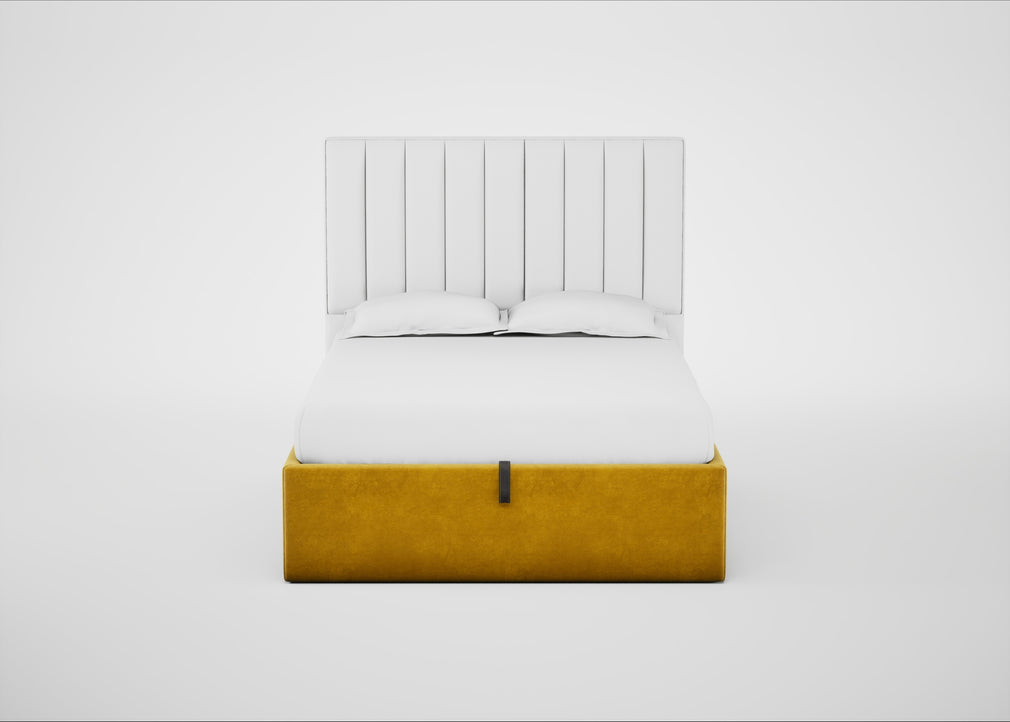 Lift Storage Divan Bed Base Double / Black / Smart Luxe Velvet Canary