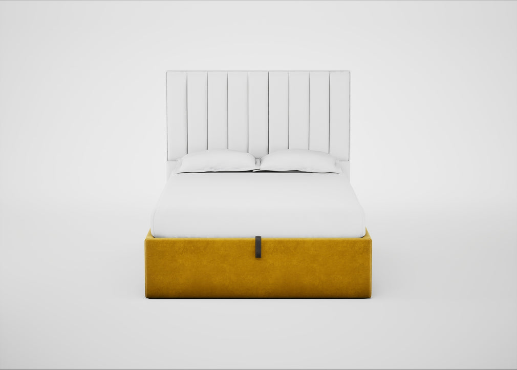 Lift Storage Divan Bed Base Double / Natural / Smart Luxe Velvet Canary