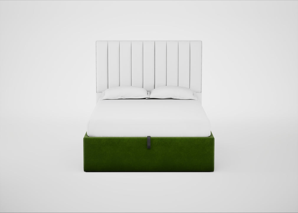 Lift Storage Divan Bed Base Double / Black / Smart Luxe Velvet Grass