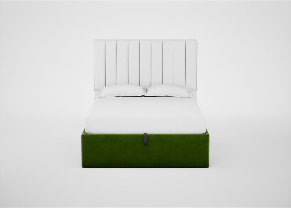 Lift Storage Divan Bed Base Double / Natural / Smart Luxe Velvet Grass