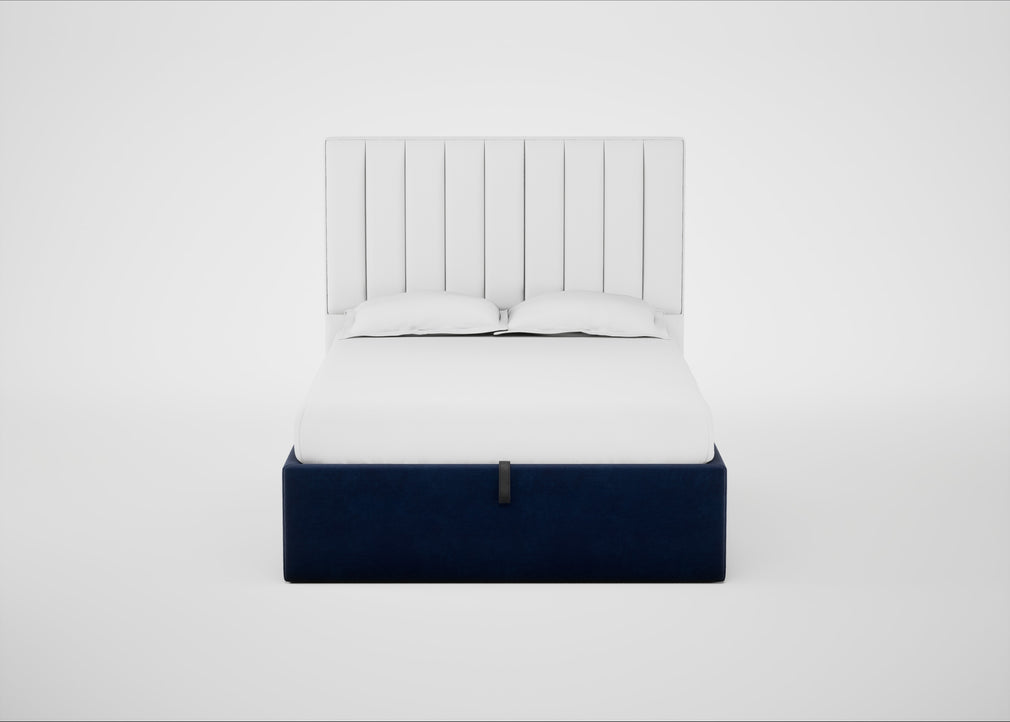 Lift Storage Divan Bed Base Double / Black / Smart Luxe Velvet Midnight
