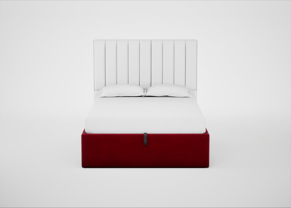 Lift Storage Divan Bed Base Double / Black / Smart Luxe Velvet Mulberry