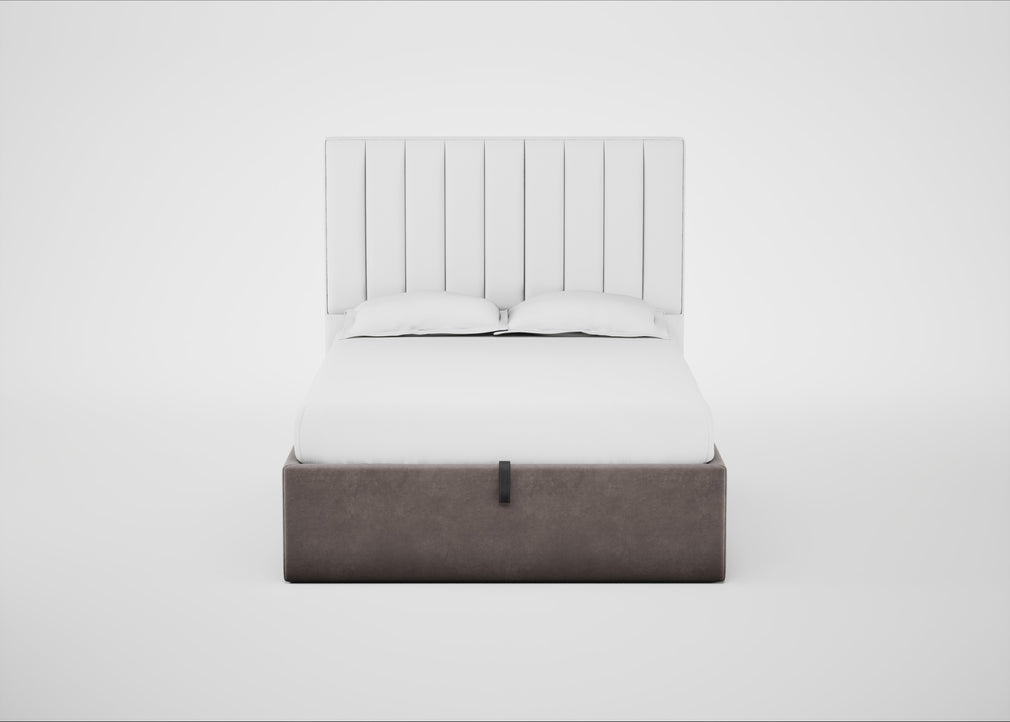 Lift Storage Divan Bed Base Double / Black / Smart Luxe Velvet Mushroom