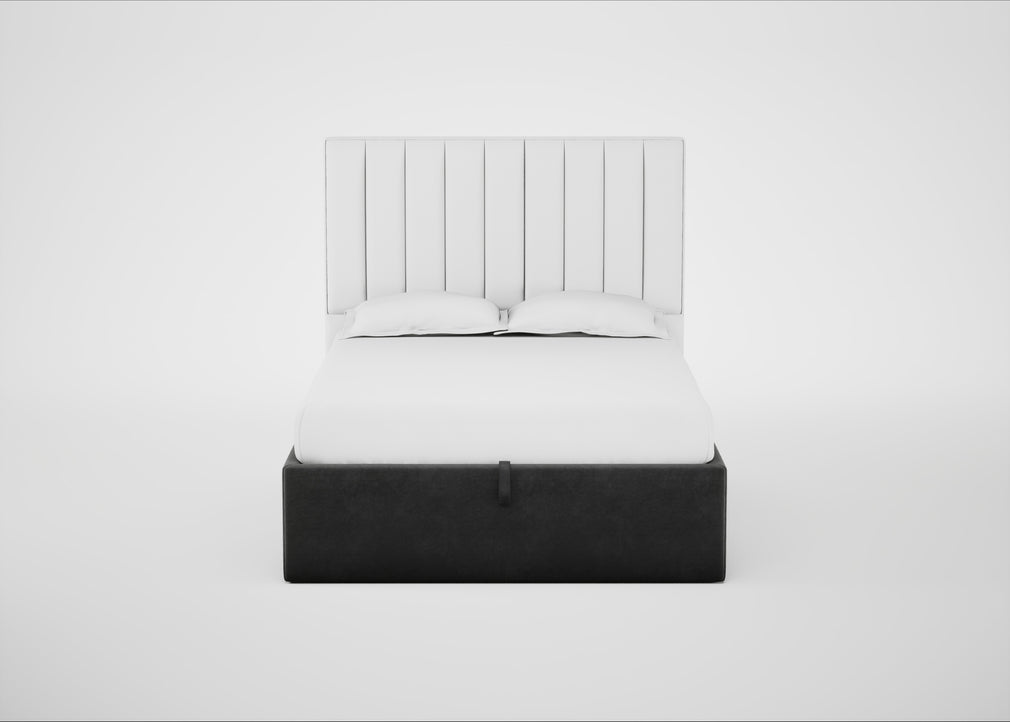 Lift Storage Divan Bed Base Double / Black / Smart Luxe Velvet Nickel