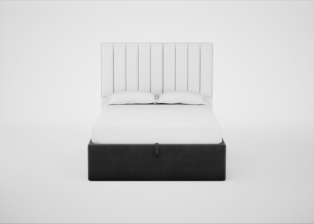 Lift Storage Divan Bed Base Double / Natural / Smart Luxe Velvet Nickel